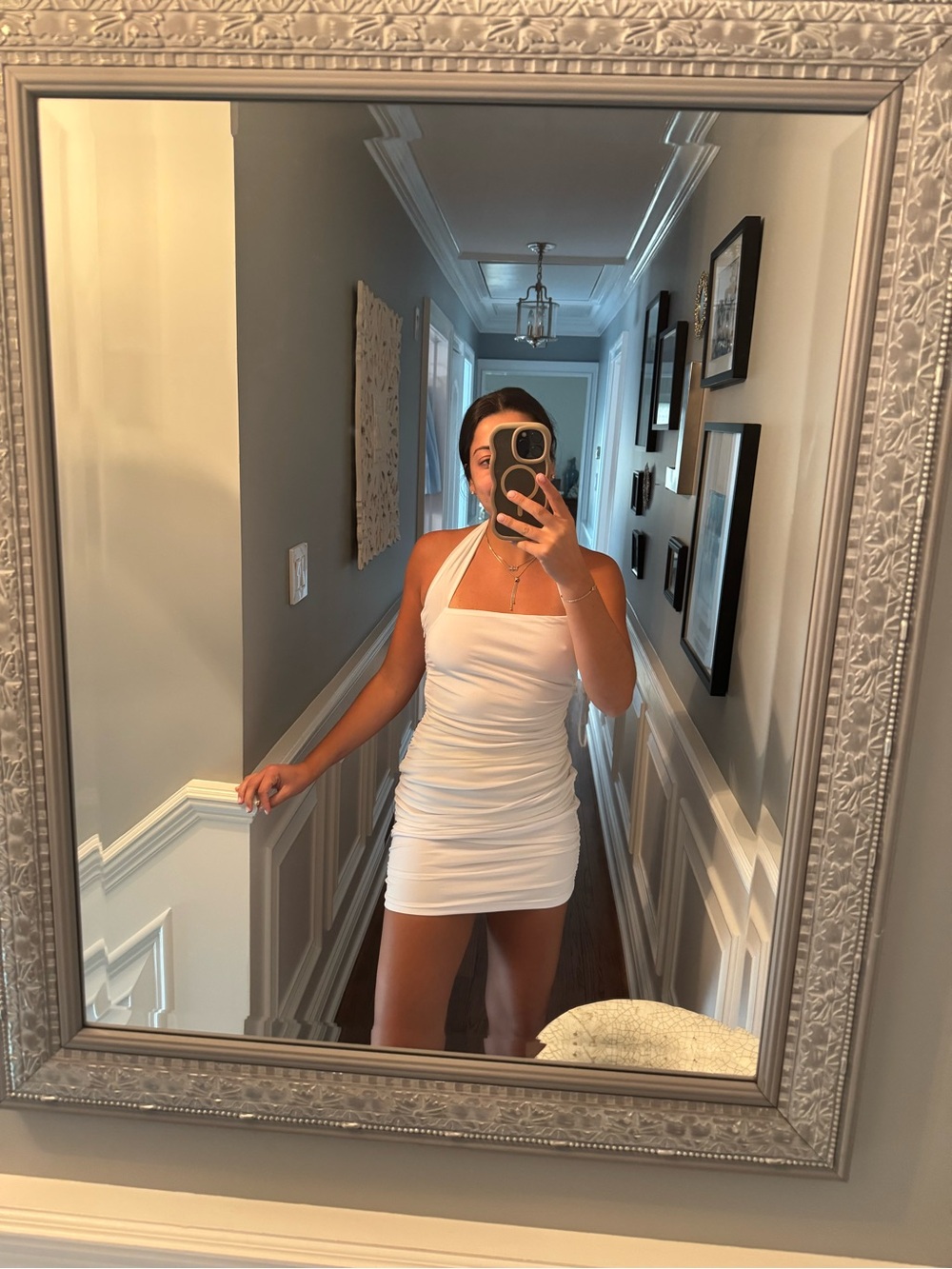 Lulu's White Halter Ruched Mini Dress